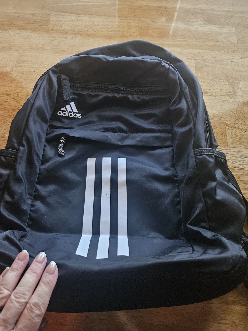 adidas Black Backpack with White Three-Stripes